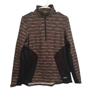 KERRITS Pullover Womens Medium Brown Black Fleece Riding Jacket 1/4 Zip